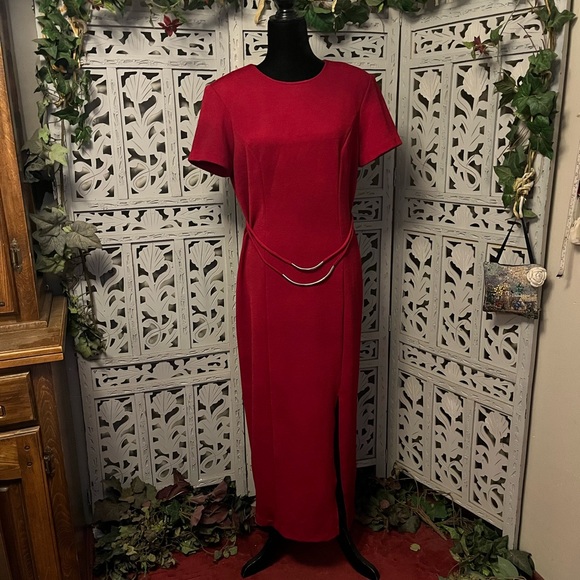 Scarlett Dresses & Skirts - SCARLETT Daring dark red rose colored short sleeve semi formal maxi dress